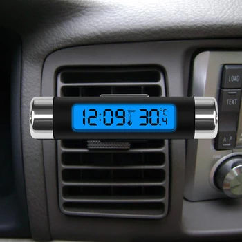 Автомобильный Воздухозаборник, Термометр 2 в 1, Электронные часы, время, Светодиодный цифровой дисплей, Термометр с подсветкой, Светящиеся принадлежности для автомобиля