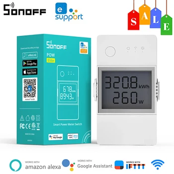 SONOFF POW Elite Smart Switch 16A / 20A Измеритель мощности WiFi Smart Switch с ЖК-экраном Работает с приложением Alexa Google Home eWeLink