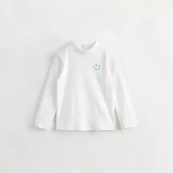 Хлопковая Трикотажная Нижняя рубашка MARC & JANIE для мальчиков и девочек с полувысоким вырезом, Детская футболка на осень и зиму 231931