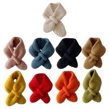 Модный детский вязаный шарф, мягкий и теплый однотонный шарф, Стильный детский шерстяной шарф, мягкий и удобный шарф В подарок D7WF