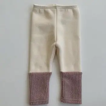 Осенне-зимний костюм для мальчика, плюс бархатные утепленные леггинсы для девочек, модные теплые флисовые брюки для девочек, хлопковые повседневные брюки для малышей