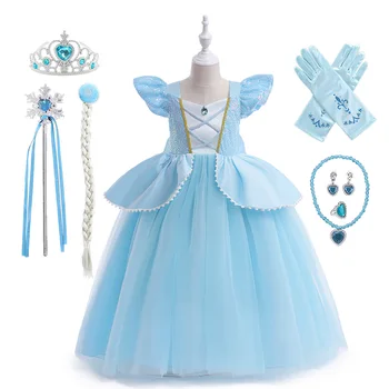 Платье принцессы Золушки, модное платье для косплея для девочек, кружевное платье для девочек, вечернее платье для детского выступления, платье для вечеринки