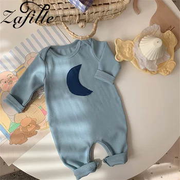 Одежда для новорожденных мальчиков ZAFILLE для отдыха, детский комбинезон с длинными рукавами, детский костюм для малышей с принтом Луны, пижамы для милых маленьких девочек