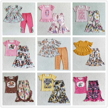 ​Горячая распродажа RTS Оптом Модная одежда для малышей, бутик одежды для девочек, Детские комплекты одежды из 2 предметов