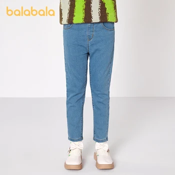 Balabala/Брюки для девочек для малышей 2023 года; сезон Весна-осень; Модные крутые модные простые джинсовые брюки в обтяжку;