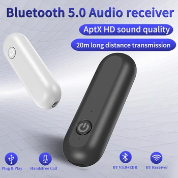 Беспроводной приемник Bluetooth 5.0 3,5 мм Разъем AUX Микрофон для Громкой связи Музыкальный Беспроводной аудиоадаптер Автомобильный комплект для стереозвука Hi-Fi