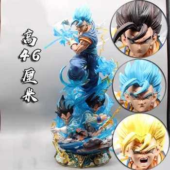 46 см Dragon Ball фигурка Вегетто аниме фигурки Вегета ГК Гоку трехголовая резная фигурка ПВХ модель статуя детские игрушки подарки