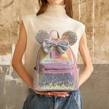 Женский рюкзак Disney из кожи Микки, женские сумки Minnie, женский розовый рюкзак из искусственной кожи, школьная сумка для девочек