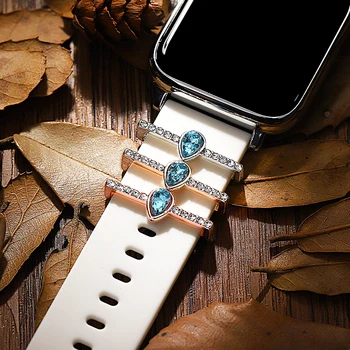 Брелки для ремешка для часов, набор декоративных колец для Apple, ремешок, силиконовый браслет, ювелирные подвески, подвеска в виде капли воды, гвозди, брелок для Iwatch