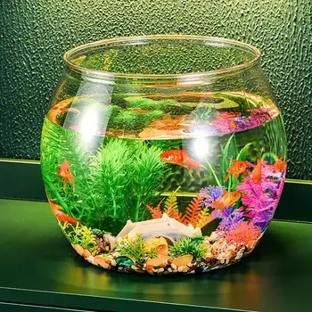 Прозрачный Аквариум Чаша для Аквакультуры Принадлежности для аквариума Круглая Столешница центральное место Мини Аквариум Аксессуары для украшения среды обитания