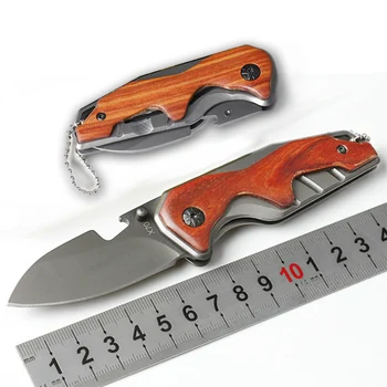 Бесплатная доставка Складной нож со стальным лезвием 3Cr15Mov, карманный нож с деревянной ручкой, маленькие походные ножи для улицы, EDC Инструменты