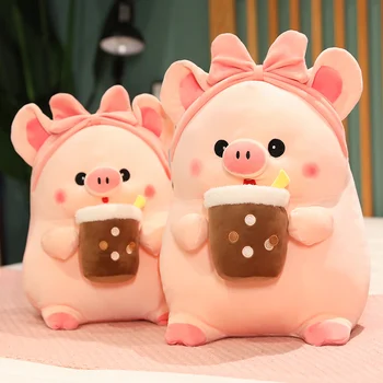 Милая Плюшевая Игрушка Boba Pig Kawaii Pink Piggy Мягкая Игрушка Кукла-Поросенок, Обнимающая Подушку, Подарки на День Святого Валентина, Рождественское Украшение Комнаты