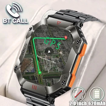 Новые 2,0-дюймовые прочные мужские смарт-часы военного образца для Android IOS, водонепроницаемые смарт-часы Ip68 с голосовым управлением и Bluetooth-вызовом Smartwatch