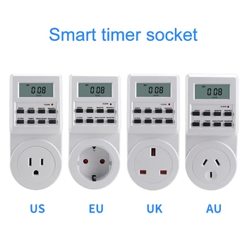 ЕС, Великобритания, США, AU Plug, Цифровая еженедельная программируемая Электрическая розетка, таймер, выключатель, Часы 220 В 110 В переменного тока