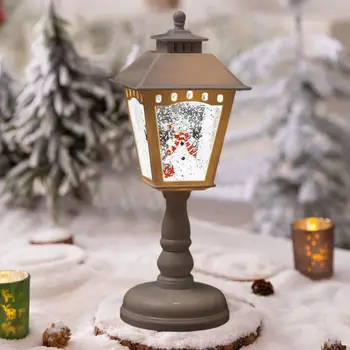 Рождественская Настольная Лампа Жуткий Вращающийся Снеговик Рождественская Елка Ночник На Батарейках Сверкающий Водяной Шар Свечи Лампа