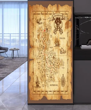 Креативная Карта Пиратского Маршрута DIY Дверные Наклейки На Стену Домашний Декор Гостиная Спальня Крыльцо Художественная Фреска Peel & Stick Vinly Настенный Плакат