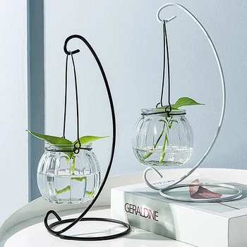 Подвесная гидропонная ваза для цветов, уникальное стеклянное растение, Прозрачные вазы С подставкой, Настольный контейнер для растений, Домашний декор