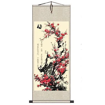 Холст с пейзажем в традиционном китайском стиле для гостиной, настенный художественный плакат, картины со свитками из массива дерева, домашний декор, известный