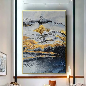 высококачественная абстрактная картина маслом из золотой фольги ручной работы, большой акриловый холст, домашний декор, настенная картина для гостиной