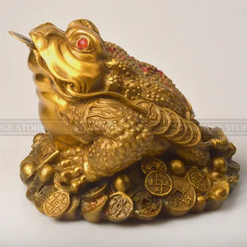 Китайский Фэн-шуй Трехногие деньги для лягушки Фортуны Латунная Жаба Китайская монета Металлическое ремесло Подарок для домашнего декора