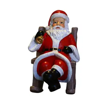 Кресло-качалка Статуя Санта-Клауса Садовая статуя Санта-Клауса Кукла Санта-Клауса Украшение для помещений и улицы Рождественский Фестиваль Новый Год