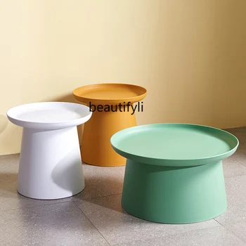 yj Nordic круглый пластиковый столик для гостиной Простой Современный Прикроватный столик для креативного хранения в маленькой квартире