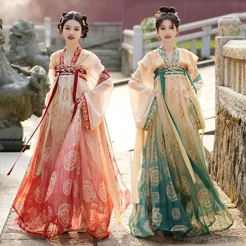 вышивка Hanfu женское новое стильное платье Menghui Tang, платье для косплея из фильма, юбка на груди с полуприкрытием, китайский стиль, Хань фу, красный