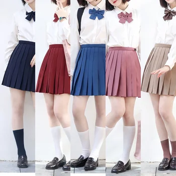 Базовая многоцветная однотонная плиссированная юбка 42 см XS-XXL Универсальная японская школьная форма JK Аниме COS Костюмы Женские Оптом
