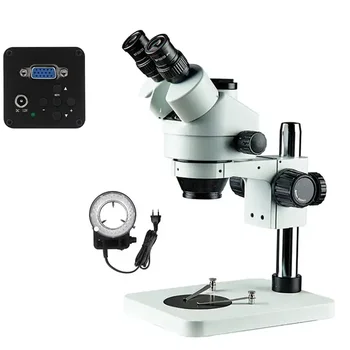 Тринокулярный стереомикроскоп с 7-45-кратным увеличением, инструмент для наблюдения за ячейками для идентификации ювелирных изделий с высоким разрешением