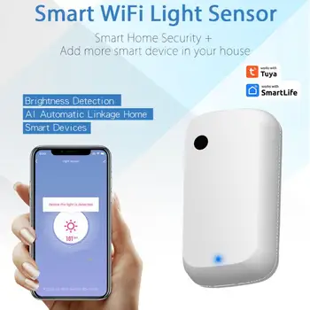 Tuya Wifi Датчик Освещенности Smart Illuminance Датчик Детектора Яркости Smart Home Автоматизация освещения Smart life Linkage