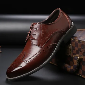 Высококачественные Мужские броги Из натуральной кожи, Обувь в деловом стиле на шнуровке, Мужские Оксфорды, Мужская Официальная Обувь, Мужская Офисная обувь на плоской подошве
