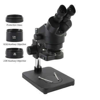 7X-45X Парфокальный Бинокулярный Стереомикроскоп с непрерывным увеличением 0.3X 0.5X 0.7X 0.75X 1.5X 2.0X Вспомогательный объектив Пылезащитное Зеркало