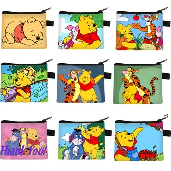 Детский плюшевый кошелек с мультяшным желтым медведем, кошелек для мелочи из полиэстера на молнии, мини-кошелек для девочек и женщин в подарок