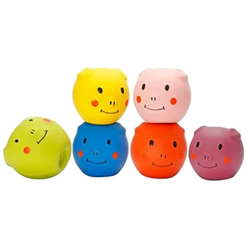 Скрипучие игрушки для собак - милые забавные шарики из латекса Pigge для маленьких щенков и собак среднего размера (6 упаковок)