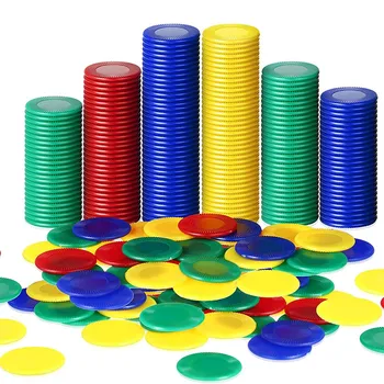 400 Штук Пластиковых Фишек для Покера, Игровых Фишек, 4 Цвета Счетной Карты для Игры, Подсчитывающей Фишки для Игры в Бинго, 4