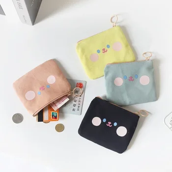 Милый кошелек для монет с румяным кроликом Простой и компактный Портативный Корейский студенческий Маленький Свежий мешок для монет и карточек Сумка для хранения