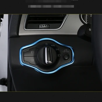 Для Audi Q5 A4 B8 2009-2016, наклейки из нержавеющей стали, автомобильный стайлинг, кнопки управления переключателем фар, рамка, наклейка, отделка