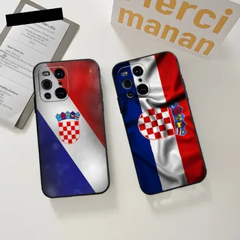 Задняя крышка с Хорватским Флагом Для Телефона OPPO Find X3Pro X5Pro X3Neo RENO6 7 ProPlus A16 A54 A57 K9 A72 A74 A93 A94 Черный Чехол