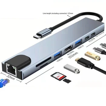 1 ШТ USB C Концентратор Type C Для 4K-Совместимого адаптера USB-C Data PD Быстрая Зарядка USB-Концентратора