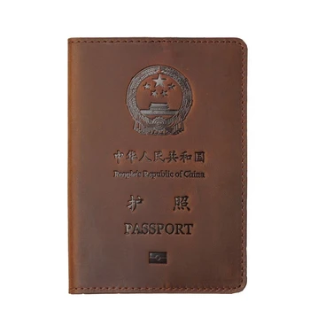 Горячая китайская обложка для паспорта Crazy Horse из натуральной кожи, чехол для паспорта, деловой мужской чехол для проездных документов, бумажник для Китая