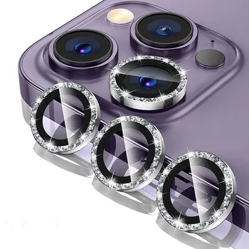 3ШТ Роскошный Блестящий Колпачок Len Cap Guard Для iPhone 11 12 13 14 15 Pro Max Plus Стеклянный Объектив Камеры Защитное Металлическое Кольцо Закаленная Пленка